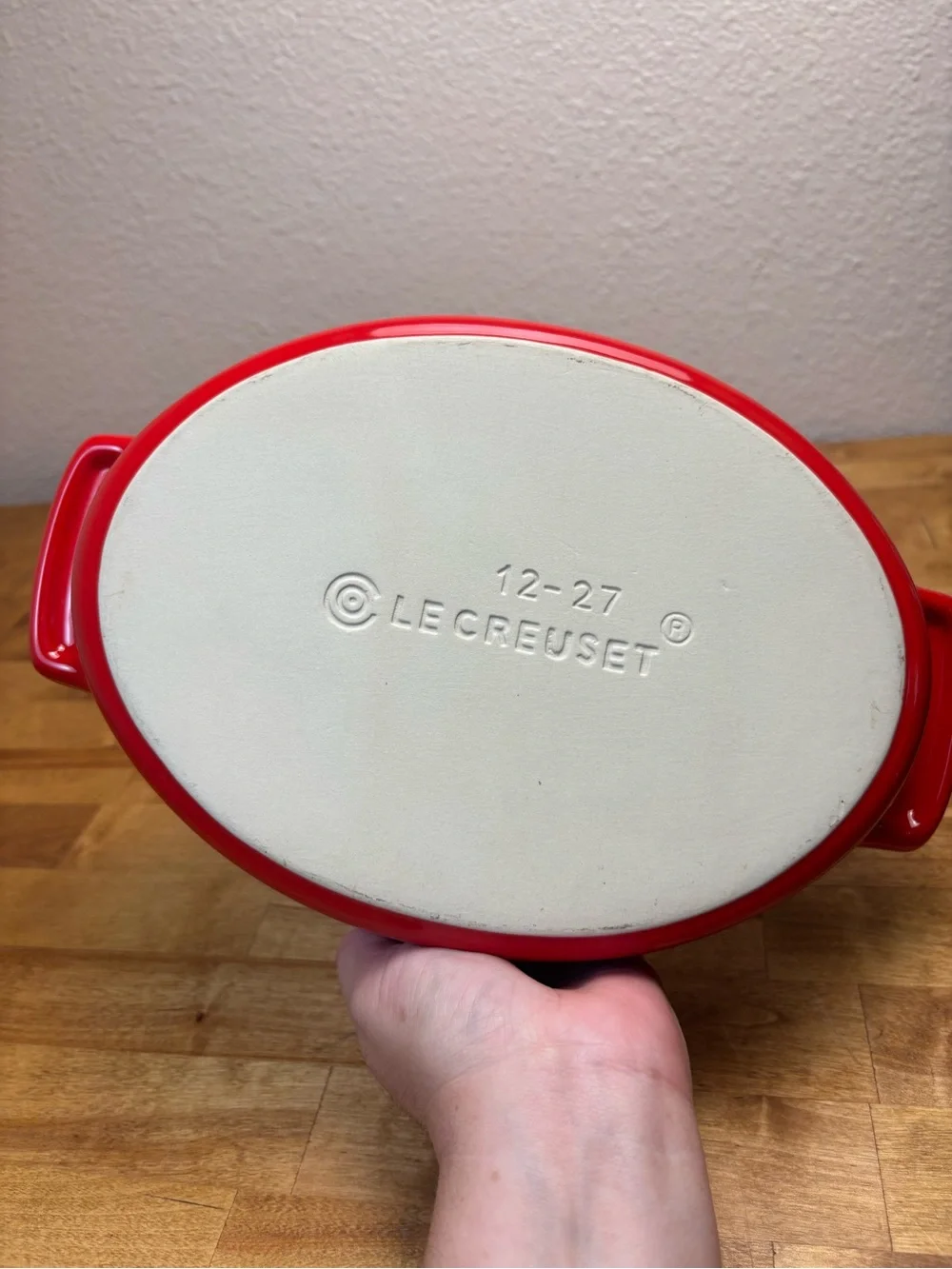 Le Creuset Red and Cream Oval Ceramic Baking Dish
